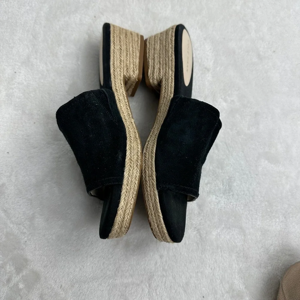 Cole Haan‎ Womens Black Suede Espadrille Wedge Slide Sandals Size 8.5 B